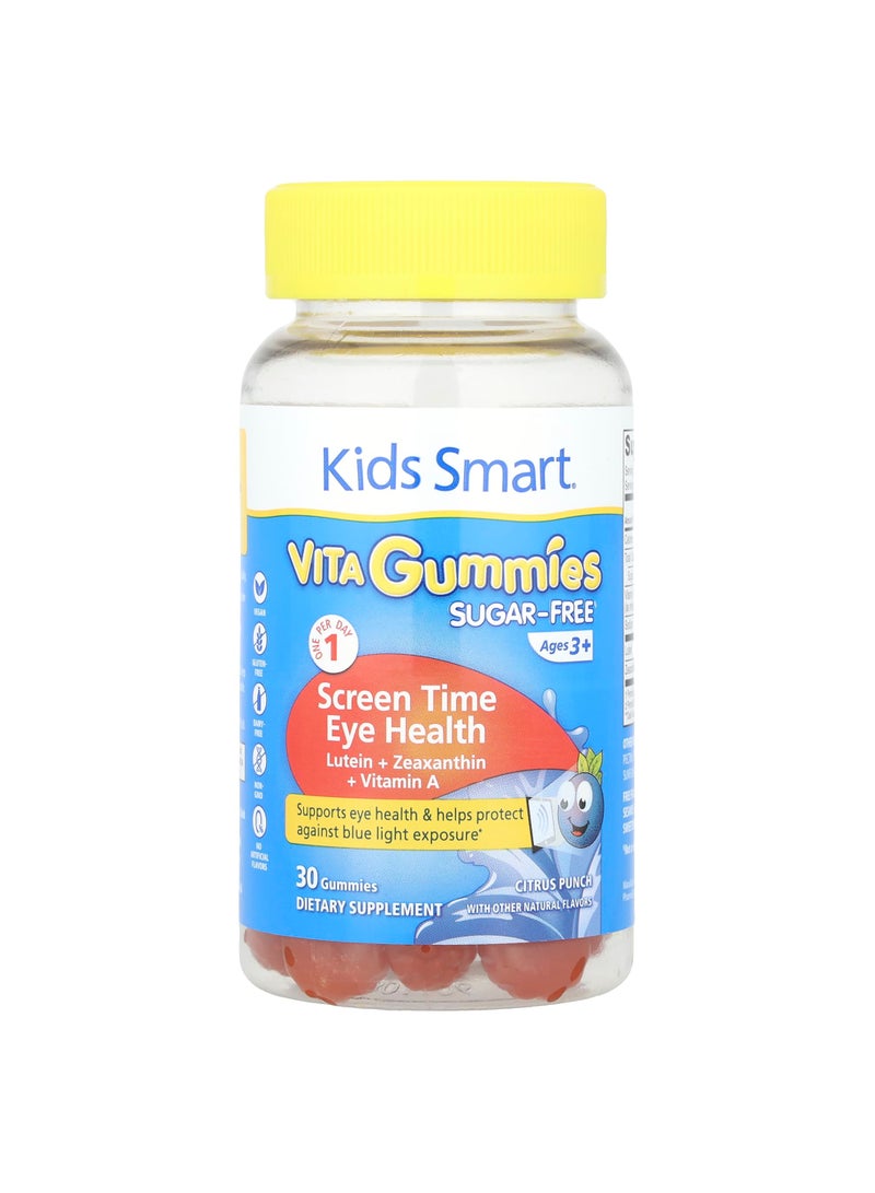 Kids Smart® Vita Gummies, Screen Time Eye Health, Sugar Free, Ages 3+, Citrus Punch, 30 Gummies